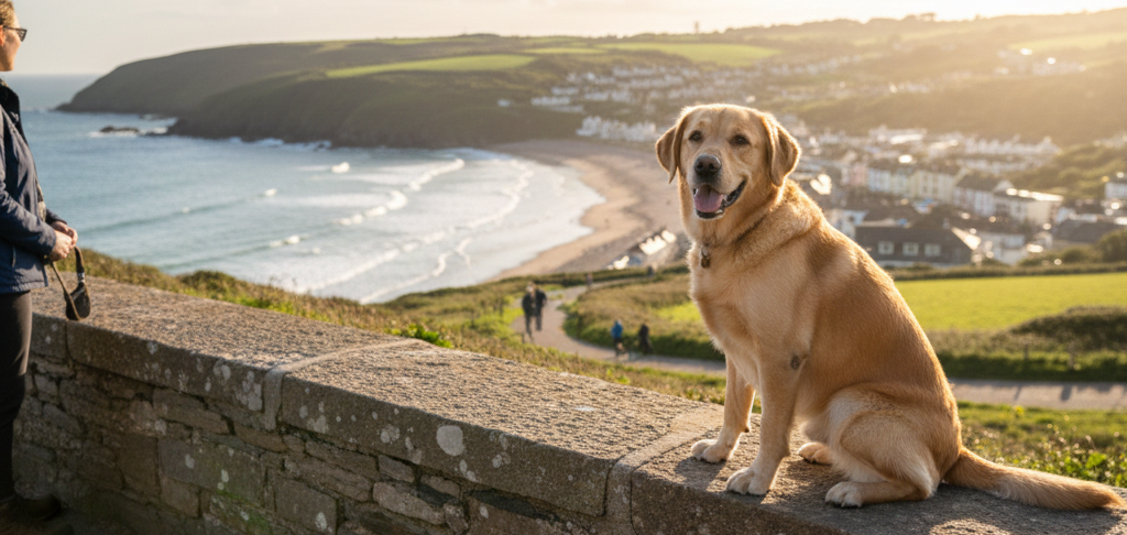 Dog enjoying a walk in the UK countryside