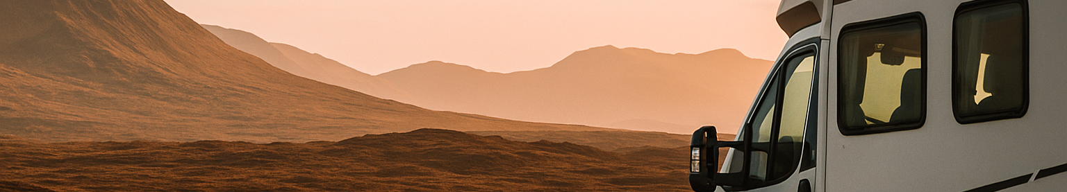 Motorhome parked in scenic countryside